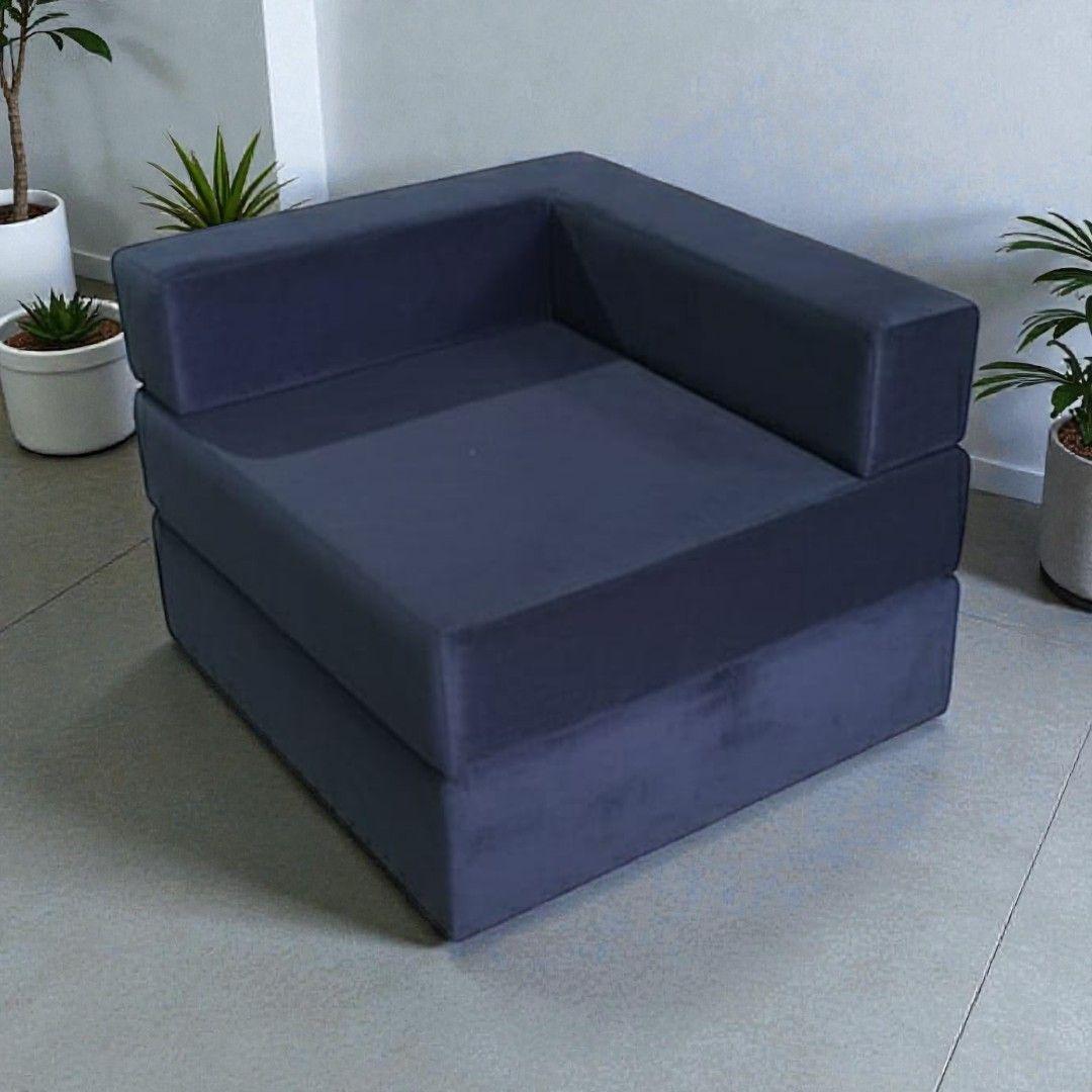 SOFA CAMA ARKOS EN FELPA AZUL MARINO-3