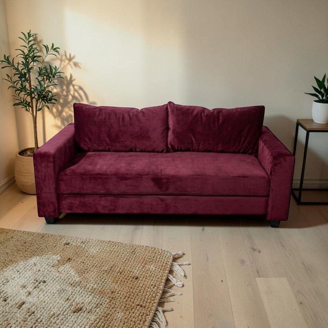 SOFA CAMA MULTIFUNCIONAL FELPA ROJO BURDEO-3
