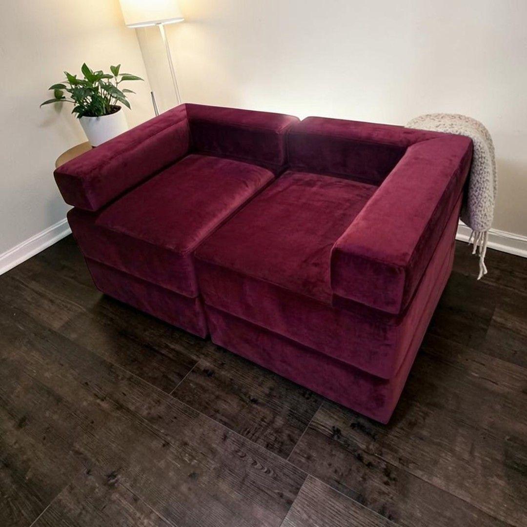 SOFA CAMA ARKOS DOS CUERPOS EN FELPA BURDEO-3