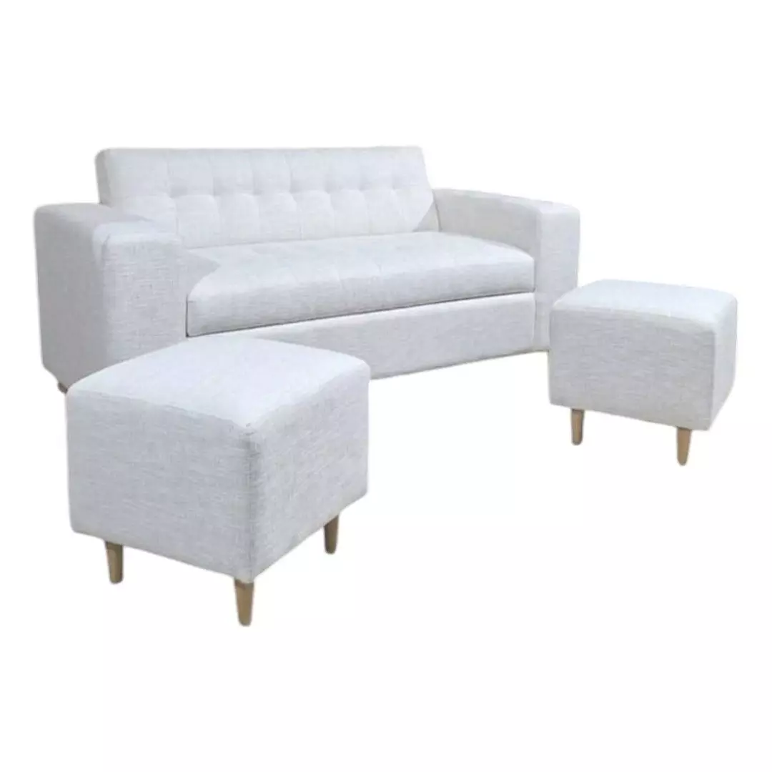 SOFA DOS CUERPOS MAS POUF EN LINO CRUDO-1