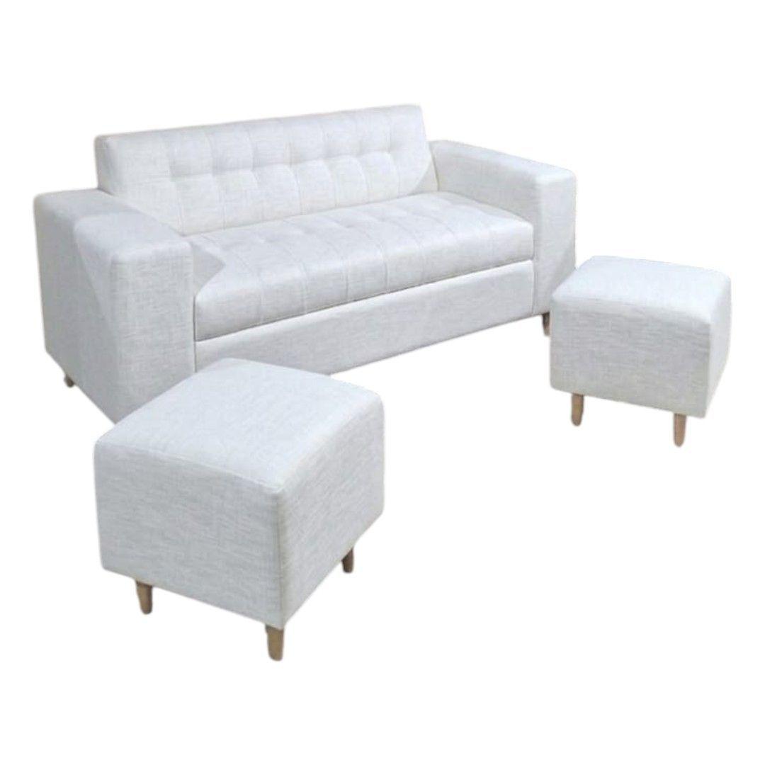 SOFA DOS CUERPOS MAS POUF EN LINO CRUDO-2