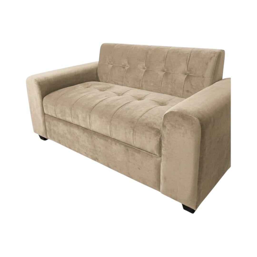 SOFA TRES CUERPOS BRAZO REDONDO FELPA BEIGE-2