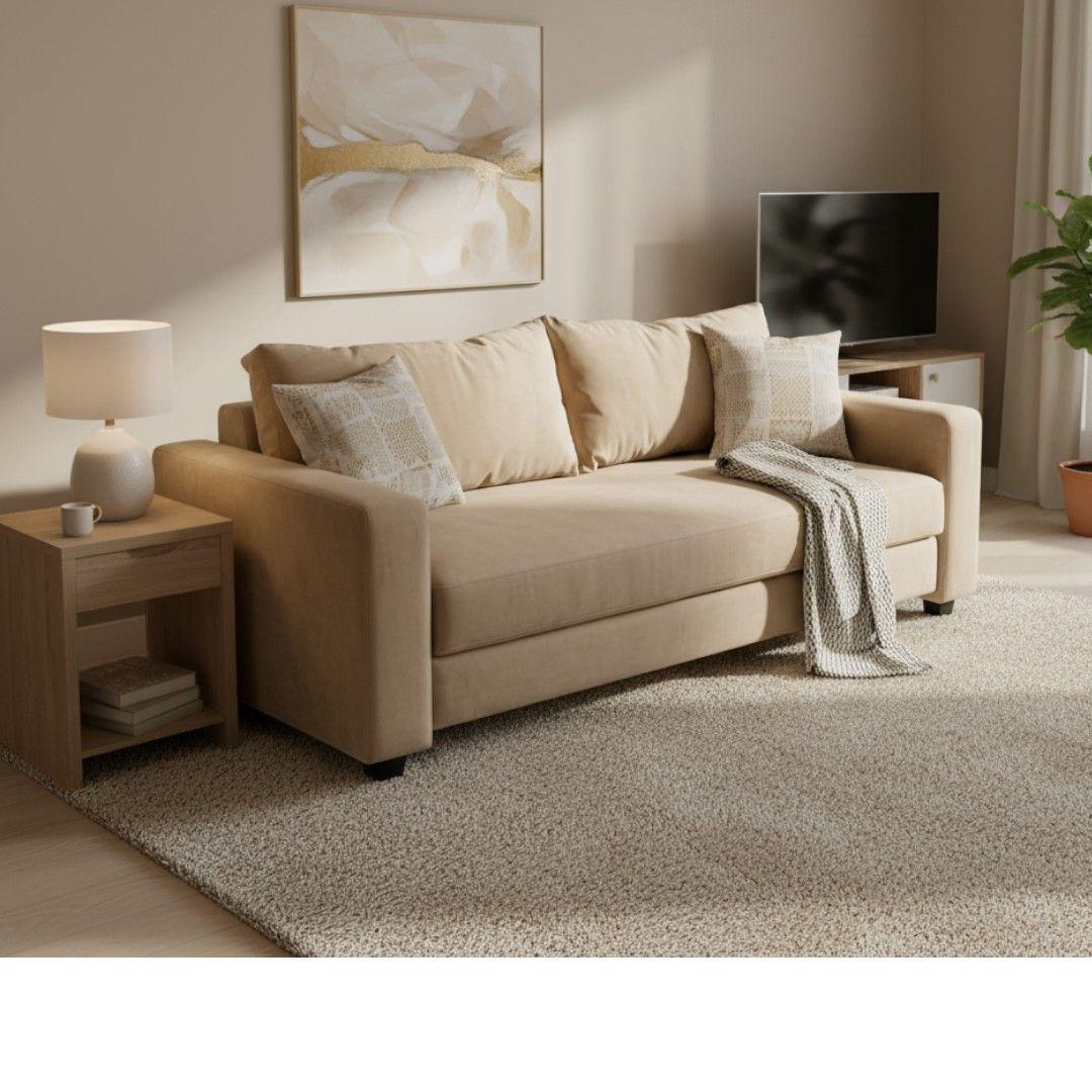 SOFA CAMA MULTIFUNCIONAL FELPA BEIGE-3
