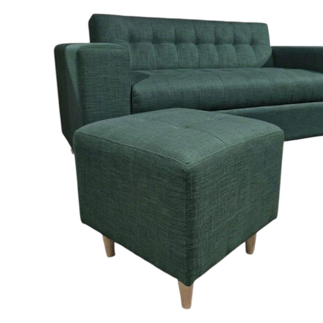 SOFA DOS CUERPOS MAS POUF EN LINO VERDE-2