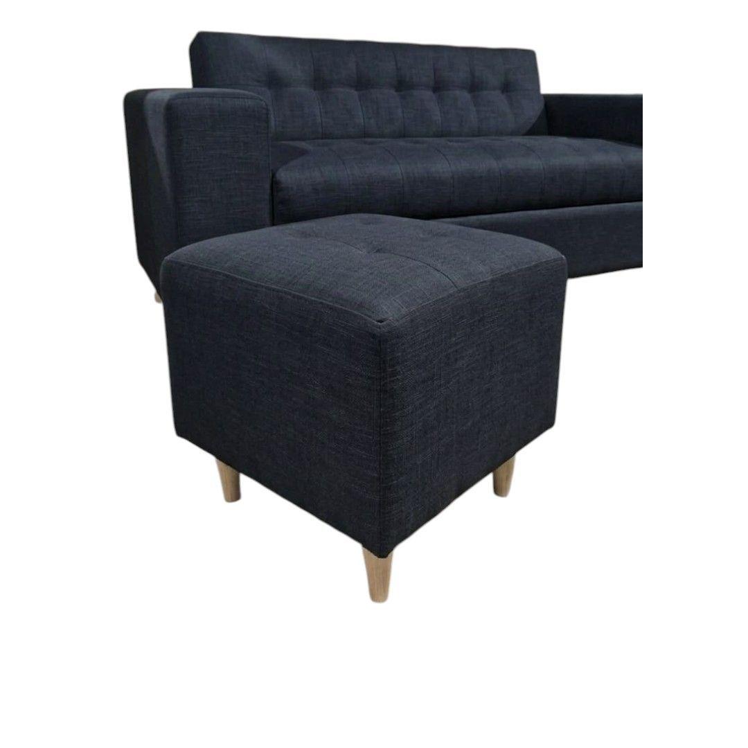 SOFA DOS CUERPOS MAS POUF EN LINO NEGRO-2
