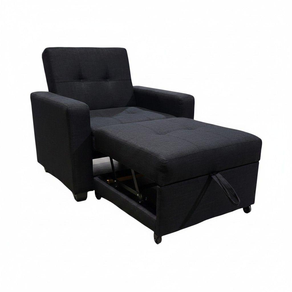 SOFA CAMA MILÁN UN CUERPO EN LINO NEGRO-3
