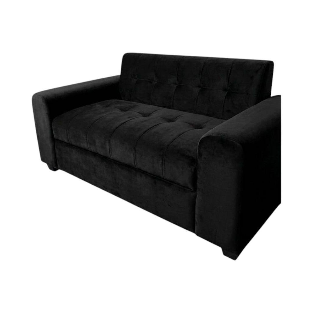 SOFA DOS CUERPOS BRAZO REDONDO FELPA NEGRA-1