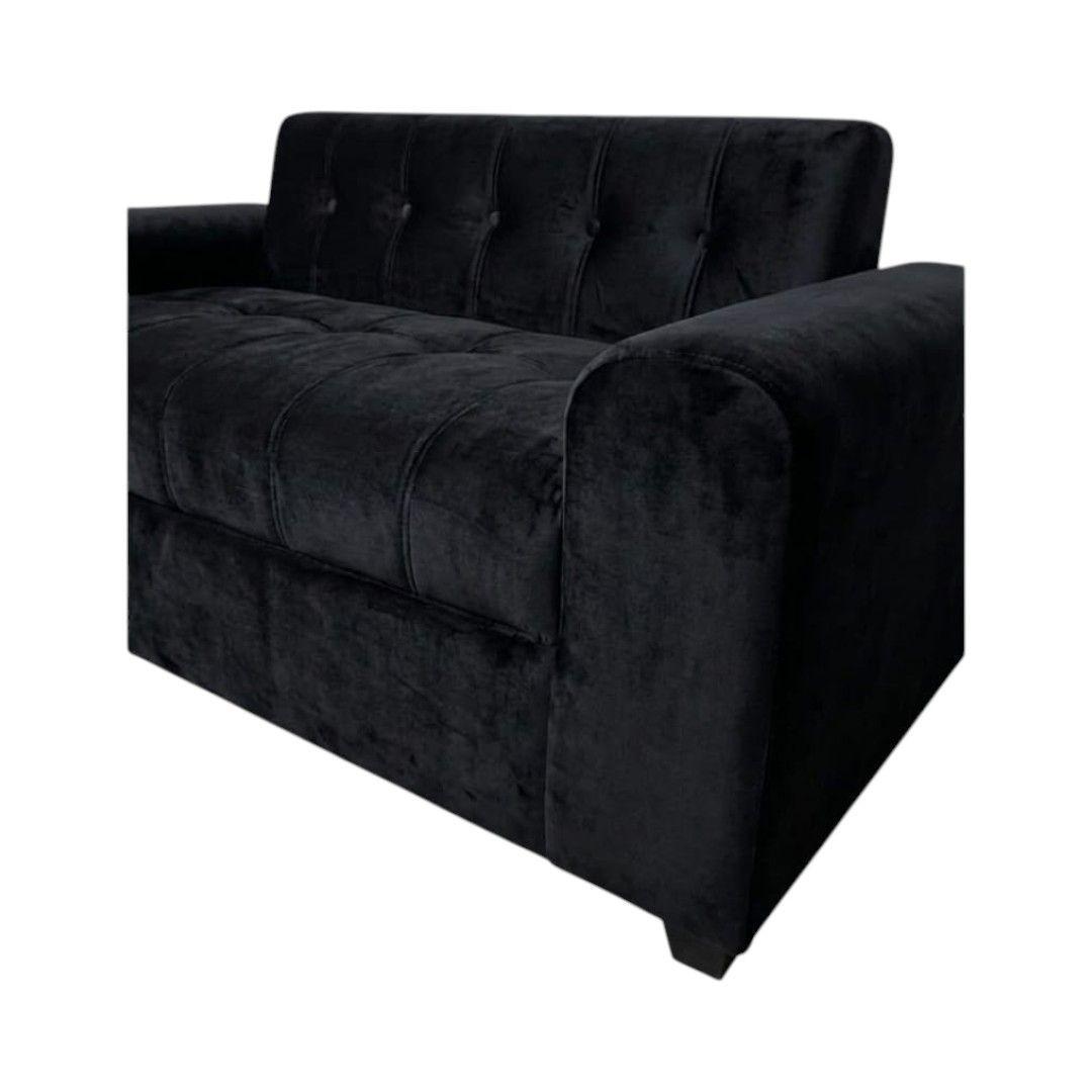 SOFA DOS CUERPOS BRAZO REDONDO FELPA NEGRA-2
