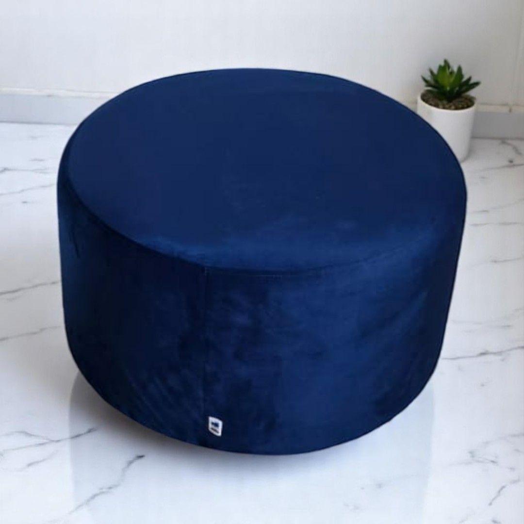 POUF REDONDO GRANDE FELPA AZUL MARINO-3