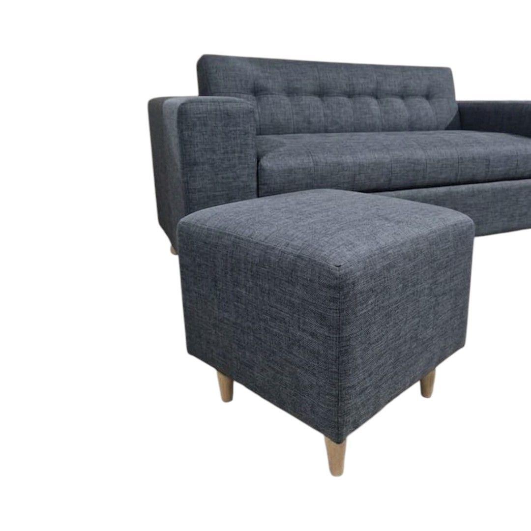 SOFA DOS CUERPOS MAS POUF EN LINO GRIS OSCURO-2