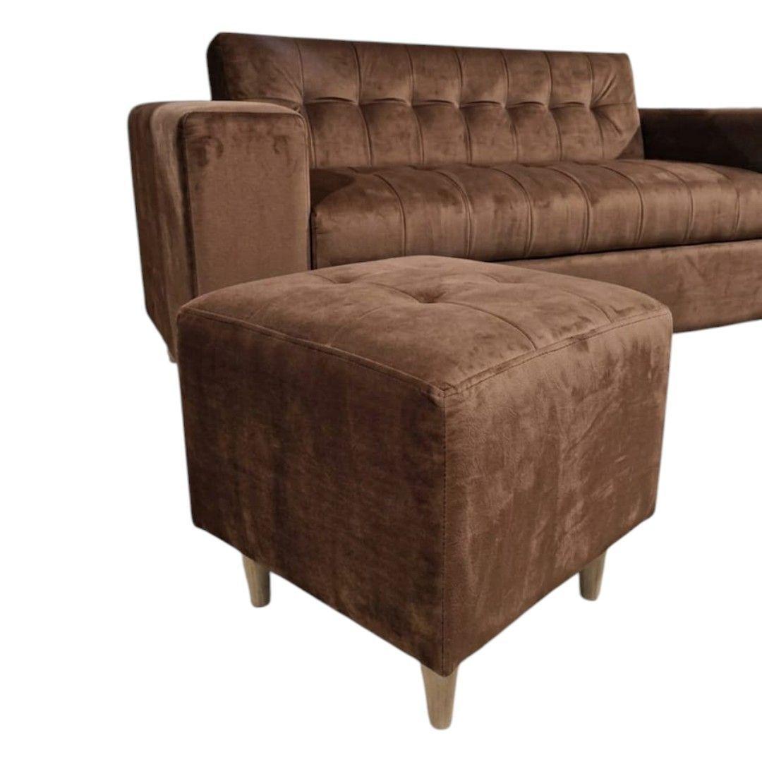 SOFA DOS CUERPOS MAS POUF EN FELPA CHOCOLATE-2
