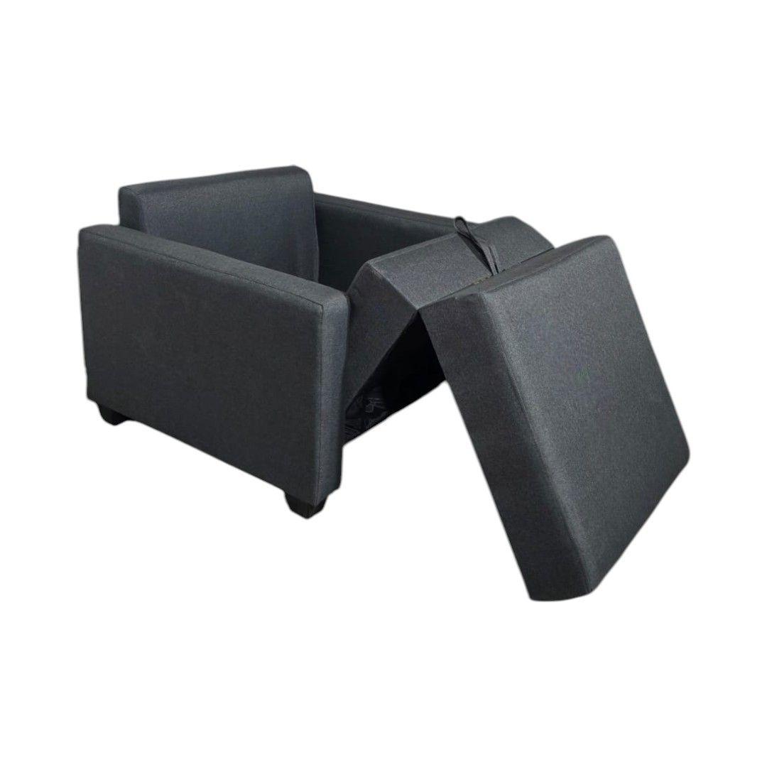 SOFA CAMA MULTIFUNCIONAL DE UN CUERPO LINO GRIS OSCURO-2