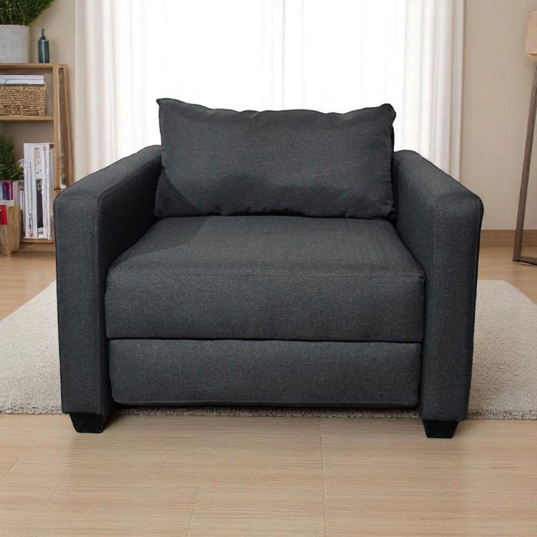 SOFA CAMA MULTIFUNCIONAL DE UN CUERPO LINO GRIS OSCURO-5