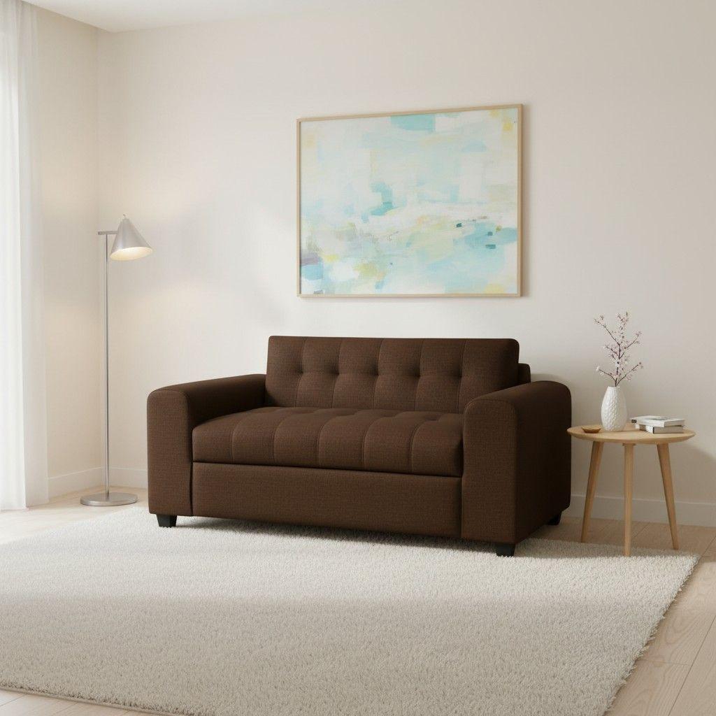SOFA DOS CUERPOS BRAZO REDONDO LINO CHOCOLATE-3