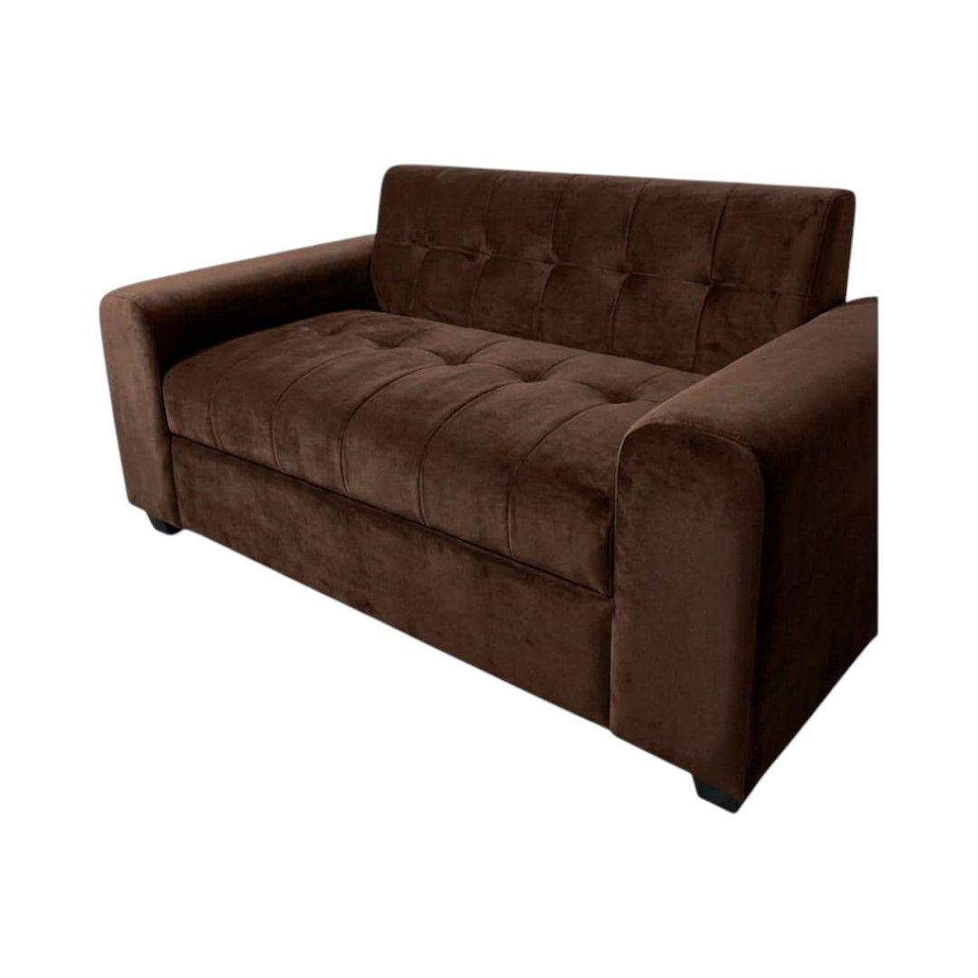 SOFA TRES CUERPOS BRAZO REDONDO FELPA CHOCOLATE-2