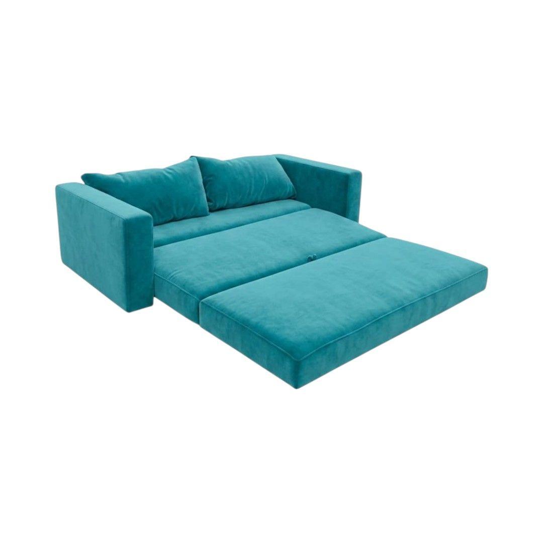 SOFA CAMA MULTIFUNCIONAL FELPA TURQUESA-2