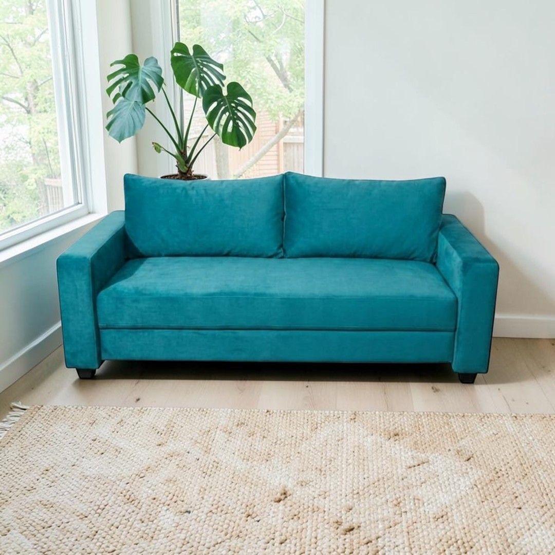 SOFA CAMA MULTIFUNCIONAL FELPA TURQUESA-4