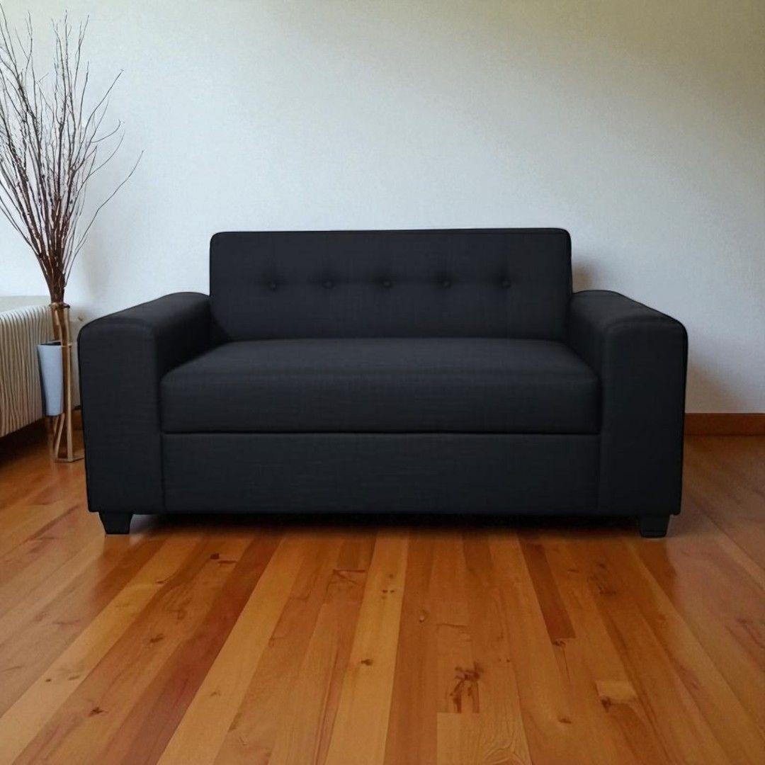 SOFA TRES CUERPOS BRAZO REDONDO LINO NEGRO-3