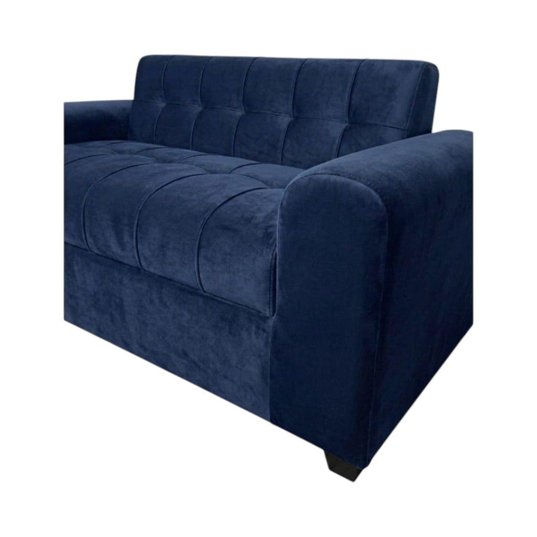 SOFA DOS CUERPOS BRAZO REDONDO FELPA AZUL MARINO-2