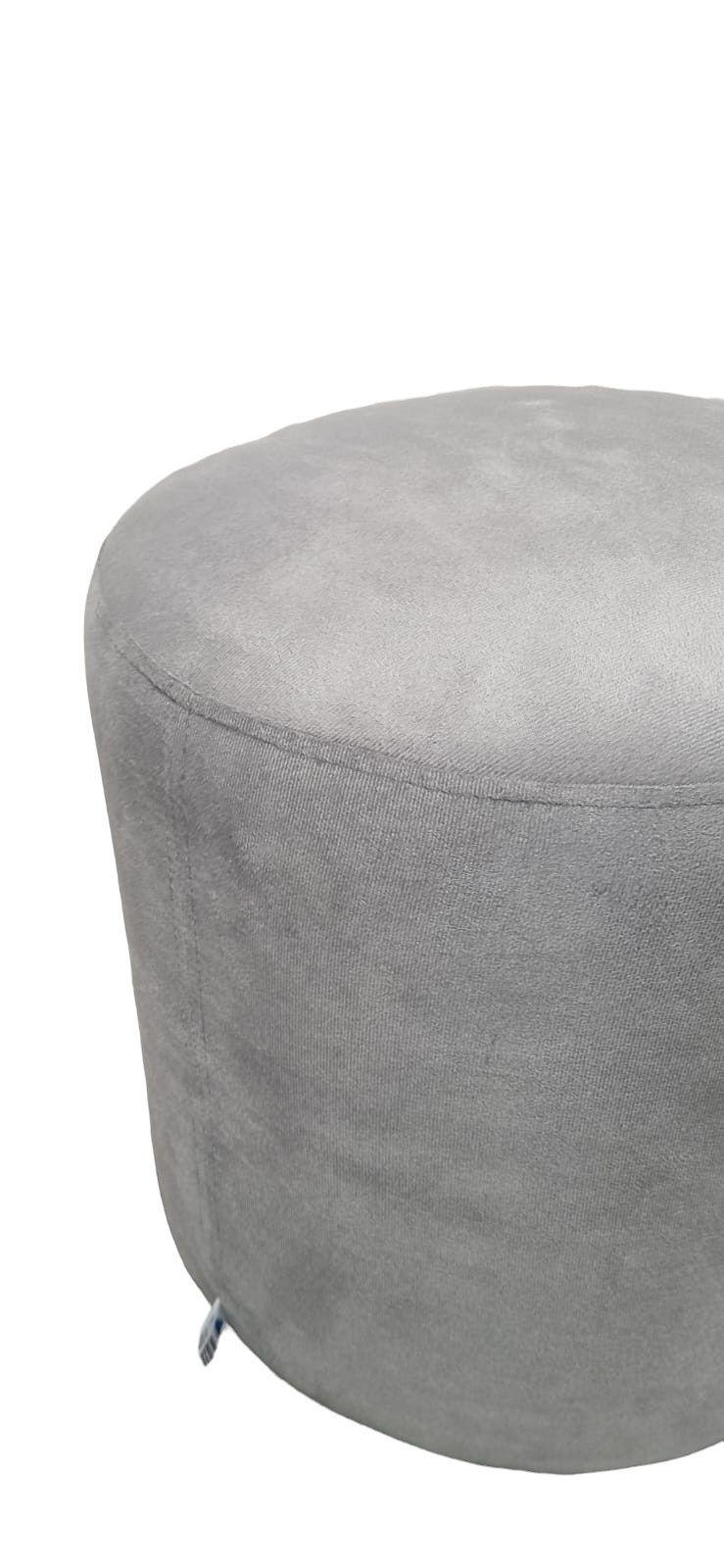 POUFF REDONDO FELPA GRIS-2