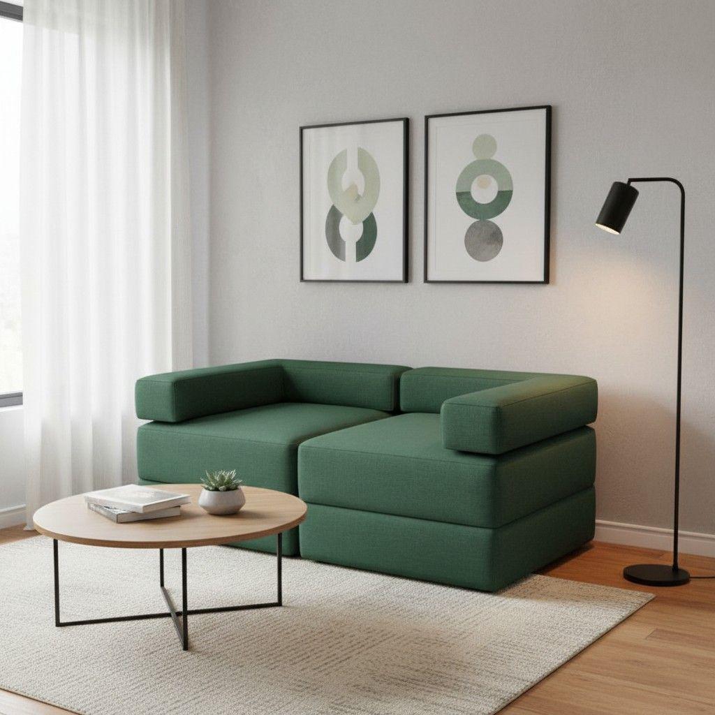 SOFA CAMA ARKOS DOS CUERPOS EN LINO VERDE-0