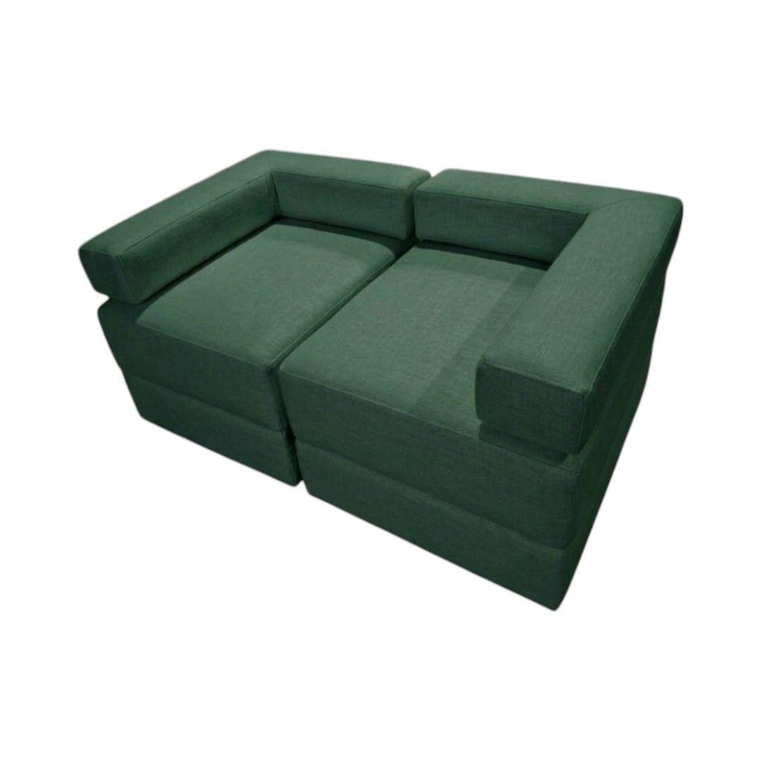 SOFA CAMA ARKOS DOS CUERPOS EN LINO VERDE-1