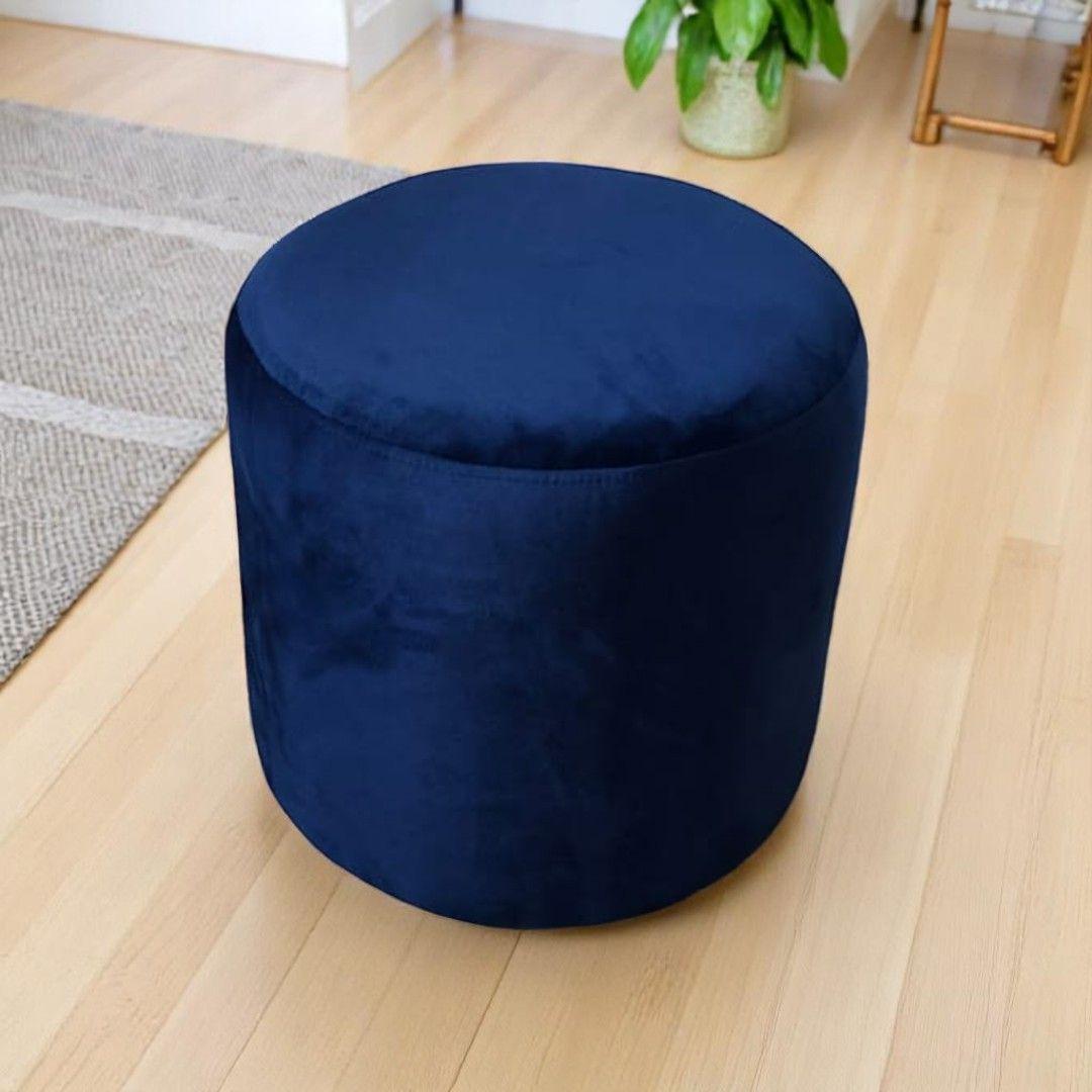 POUF REDONDO FELPA AZUL MARINO-3