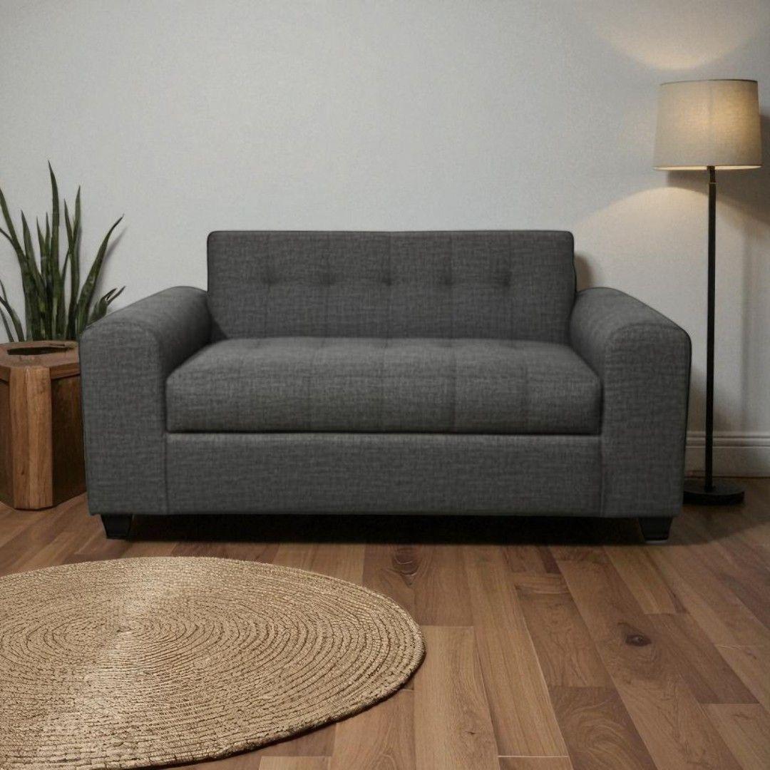 SOFA DOS CUERPOS BRAZO REDONDO LINO GRIS OSCURO-3