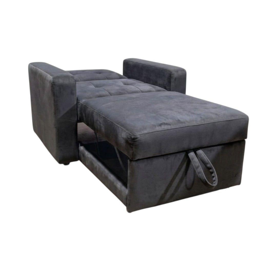 SOFA CAMA MILÁN UN CUERPO EN FELPA GRIS OSCURO-4