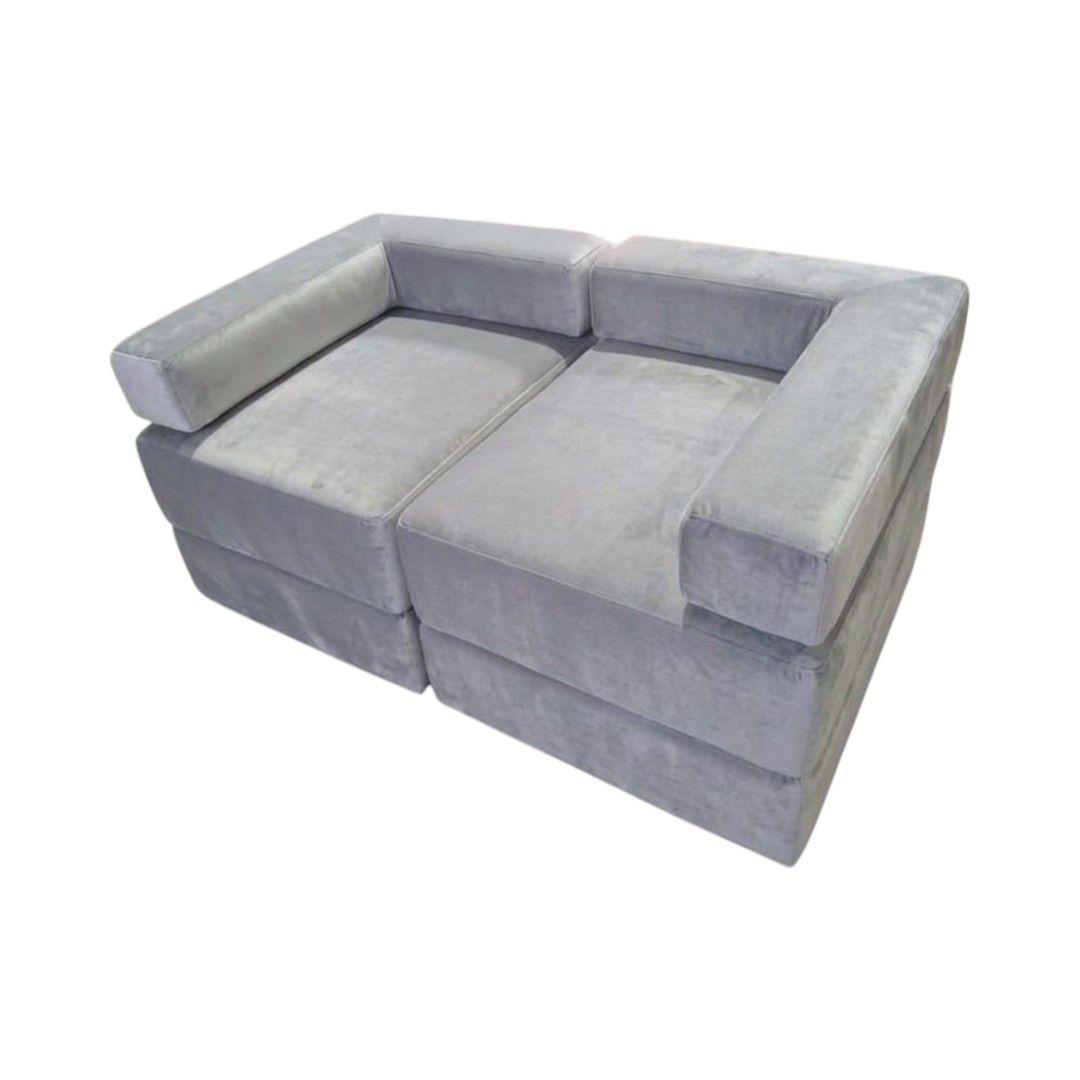 SOFA CAMA ARKOS DOS CUERPOS EN FELPA GRIS CLARO-1