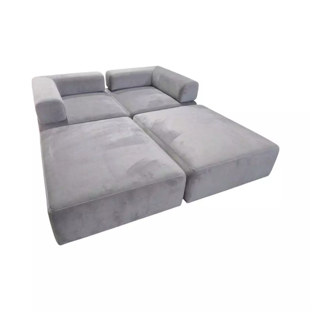 SOFA CAMA ARKOS DOS CUERPOS EN FELPA GRIS CLARO-3