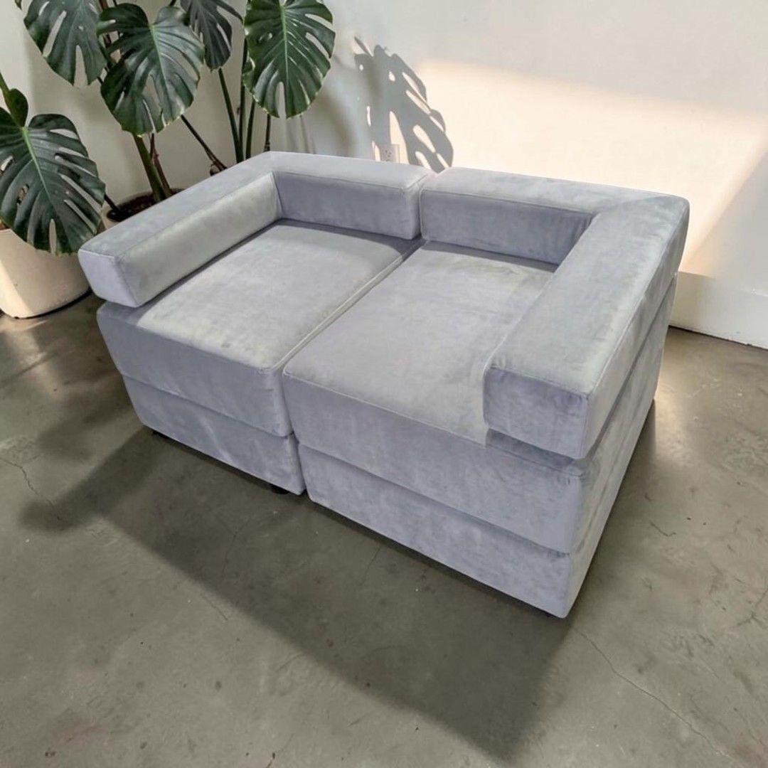SOFA CAMA ARKOS DOS CUERPOS EN FELPA GRIS CLARO-4