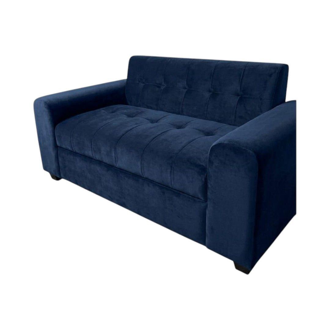 SOFA TRES CUERPOS BRAZO REDONDO FELPA AZUL MARINO-2