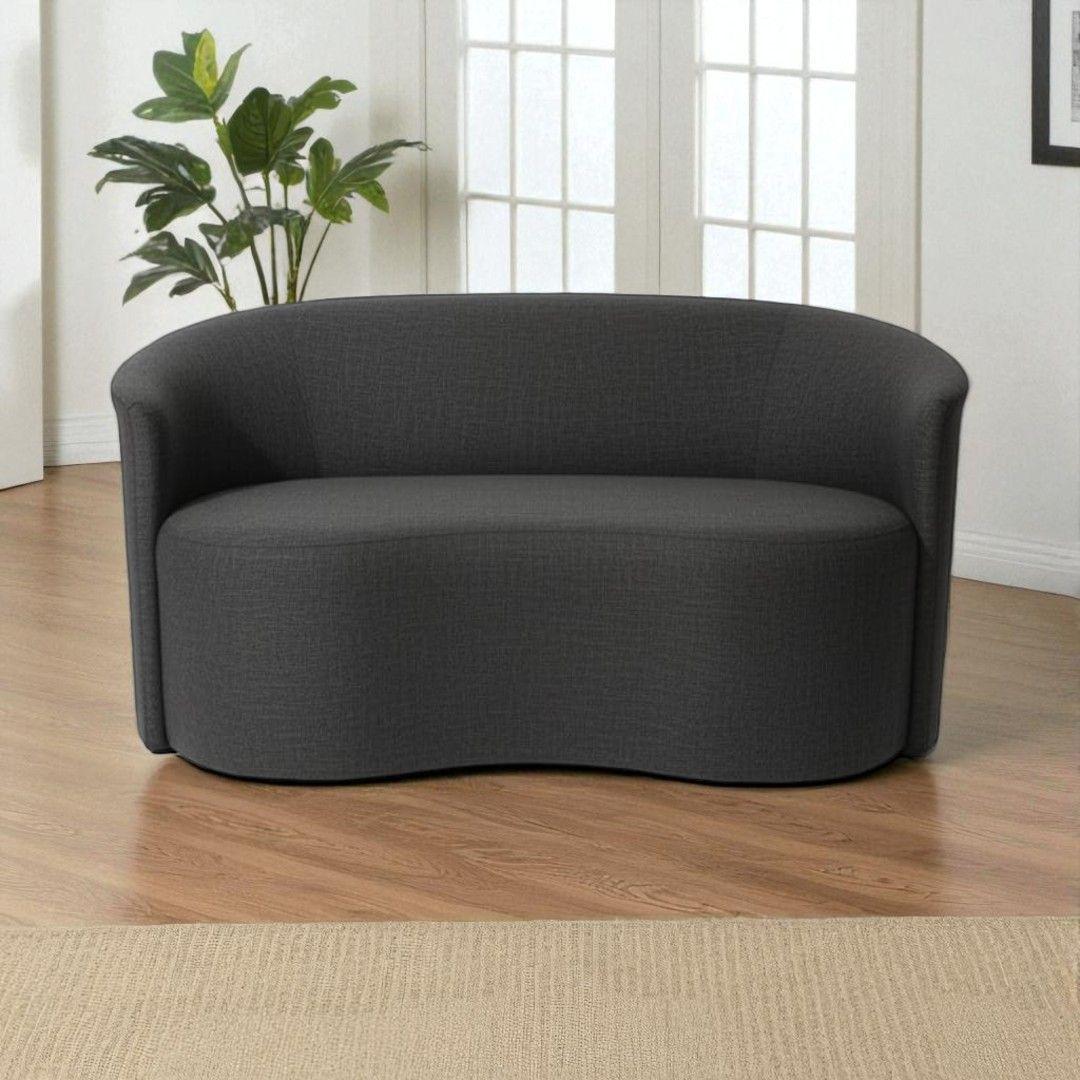 SOFA CURVO EN LINO GRIS OSCURO-3