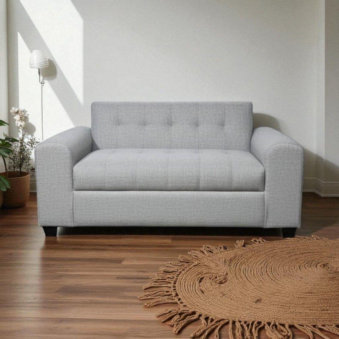 SOFA DOS CUERPOS BRAZO REDONDO LINO GRIS CLARO-3