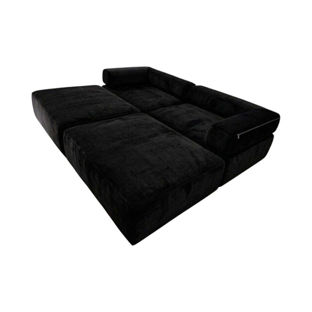 SOFA CAMA ARKOS DOS CUERPOS EN FELPA NEGRA-3