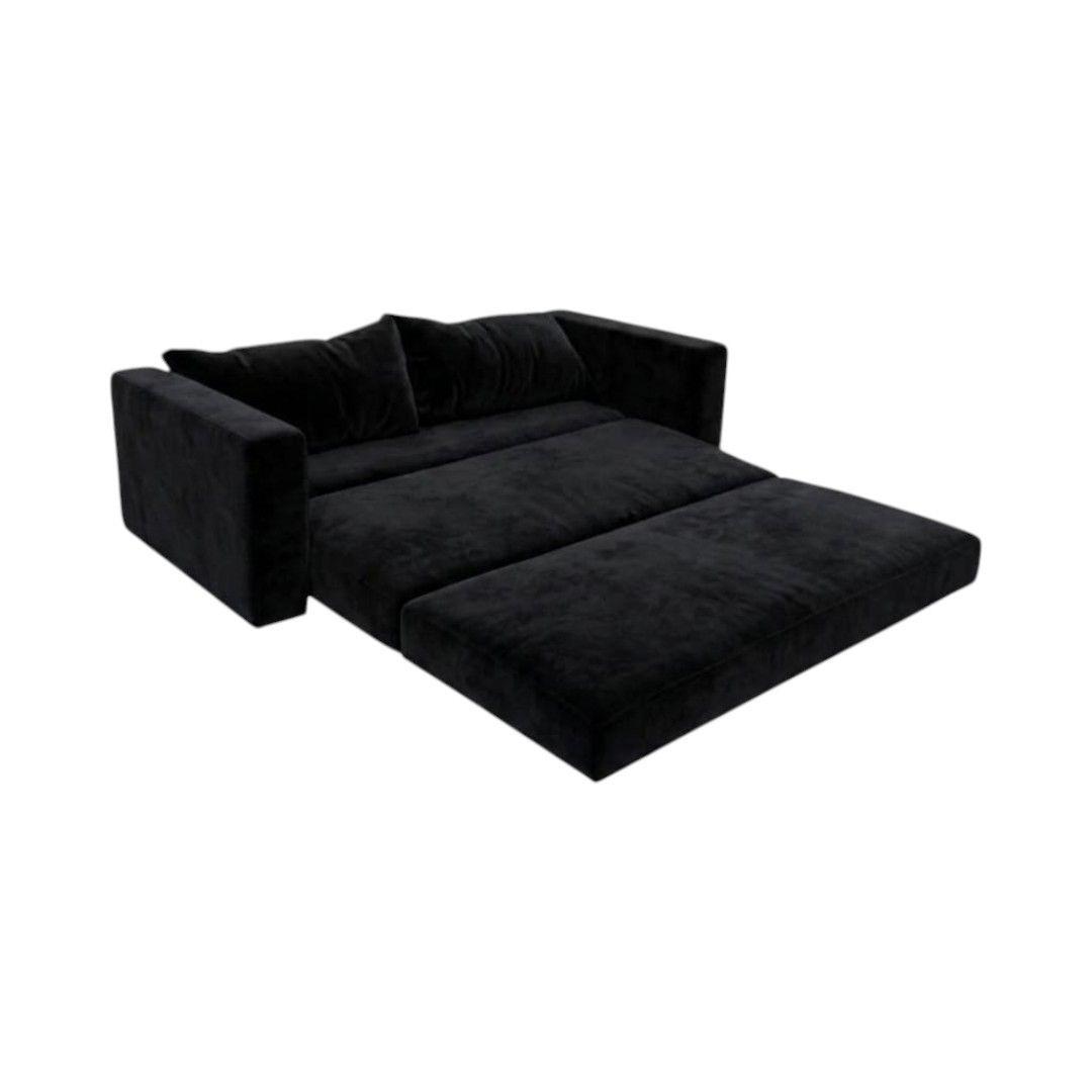 SOFA CAMA MULTIFUNCIONAL FELPA NEGRA-2