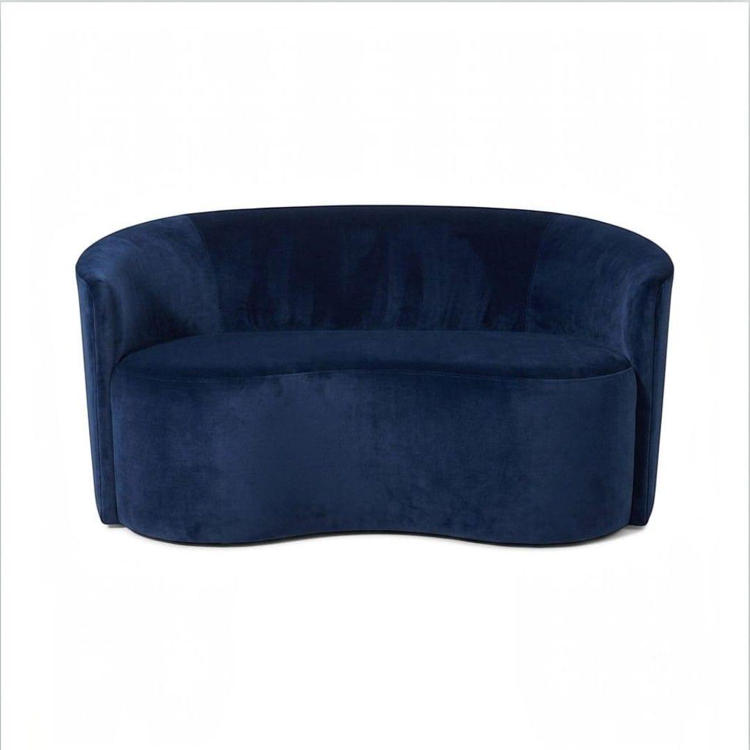 SOFA CURVO EN FELPA AZUL MARINO-1