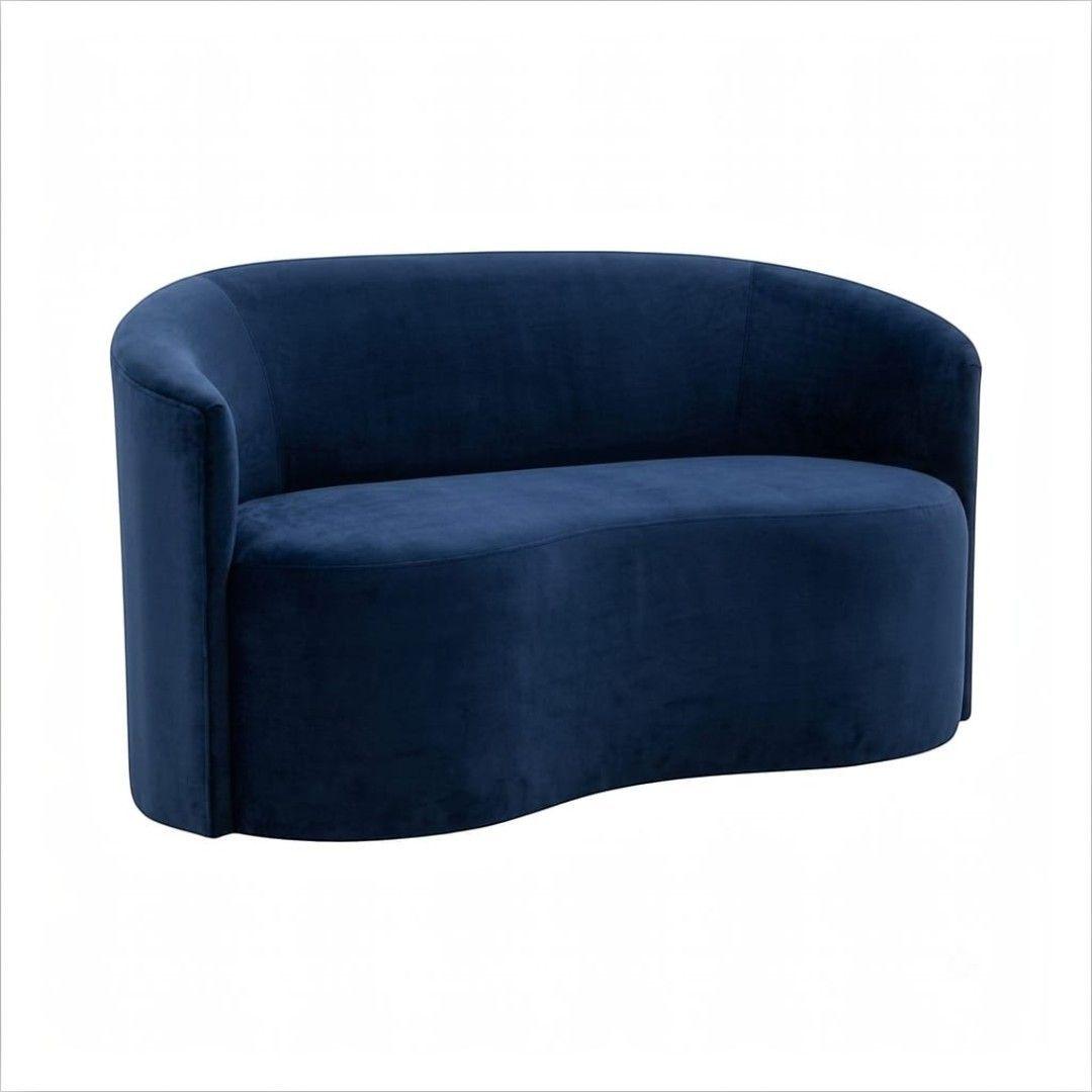 SOFA CURVO EN FELPA AZUL MARINO-2