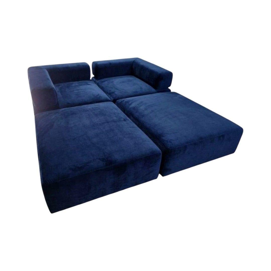 SOFA CAMA ARKOS DOS CUERPOS EN FELPA AZUL MARINO-2