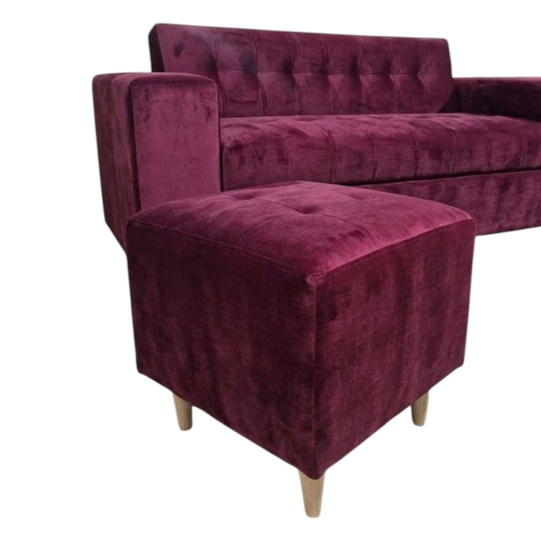 SOFA DOS CUERPOS MAS POUF EN FELPA BURDEO-2