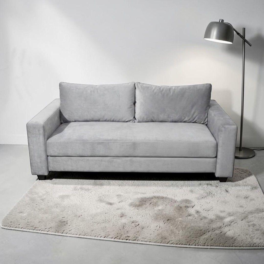 SOFA CAMA MULTIFUNCIONAL FELPA GRIS CLARO-4