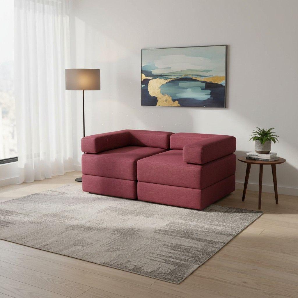 SOFA CAMA ARKOS DOS CUERPOS EN LINO ROJO-0