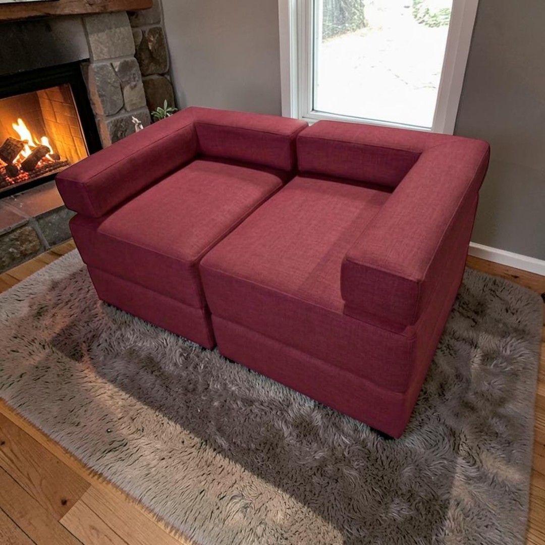 SOFA CAMA ARKOS DOS CUERPOS EN LINO ROJO-4