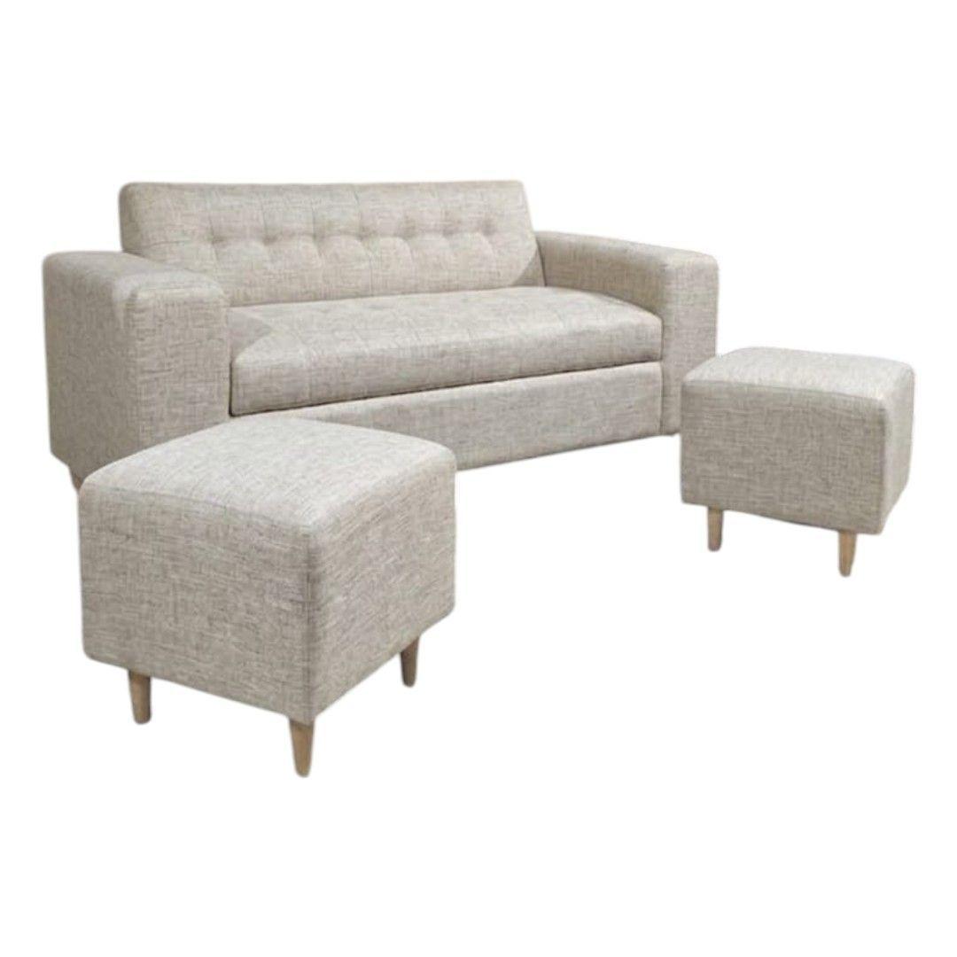 SOFA DOS CUERPOS MAS POUF EN LINO BEIGE-1