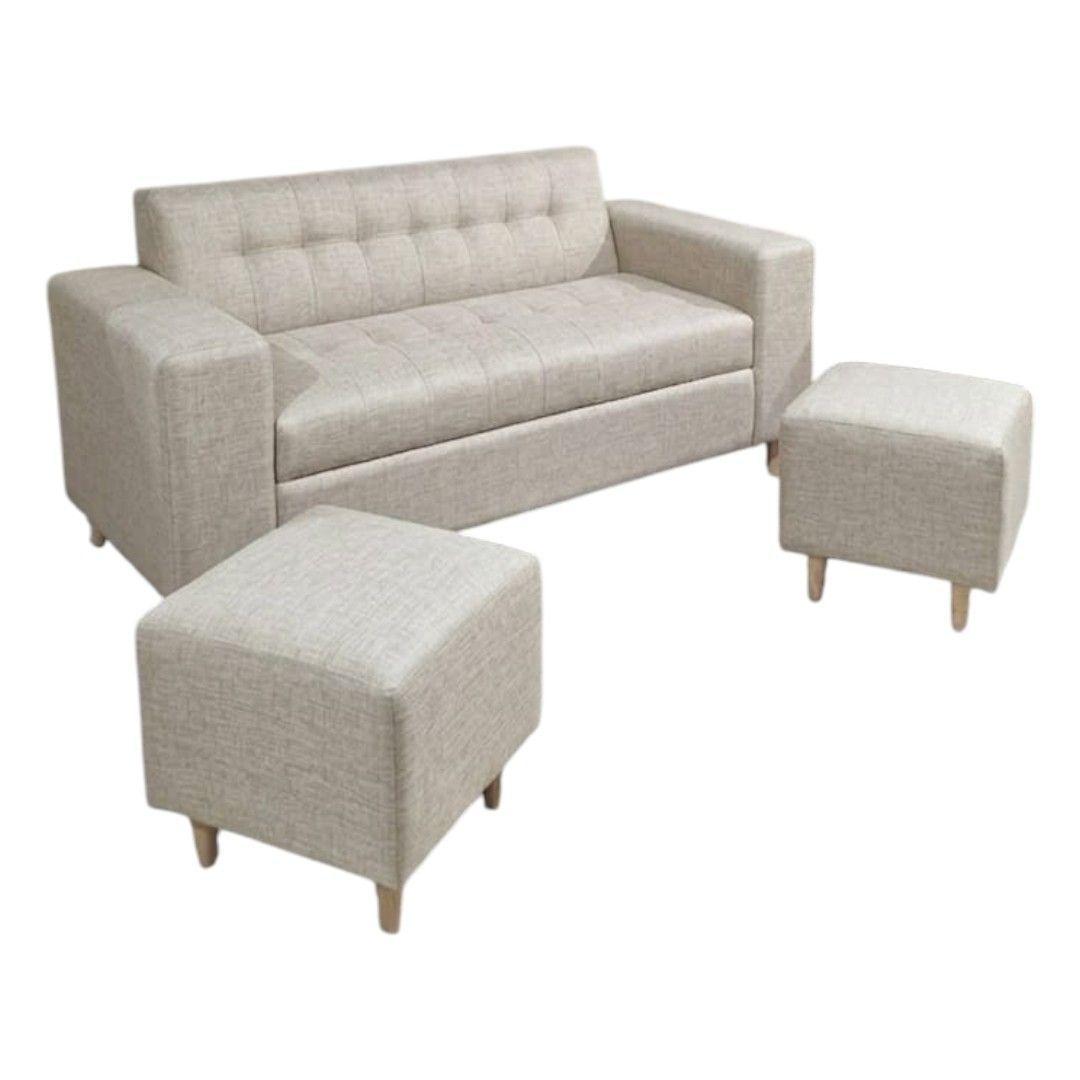 SOFA DOS CUERPOS MAS POUF EN LINO BEIGE-2