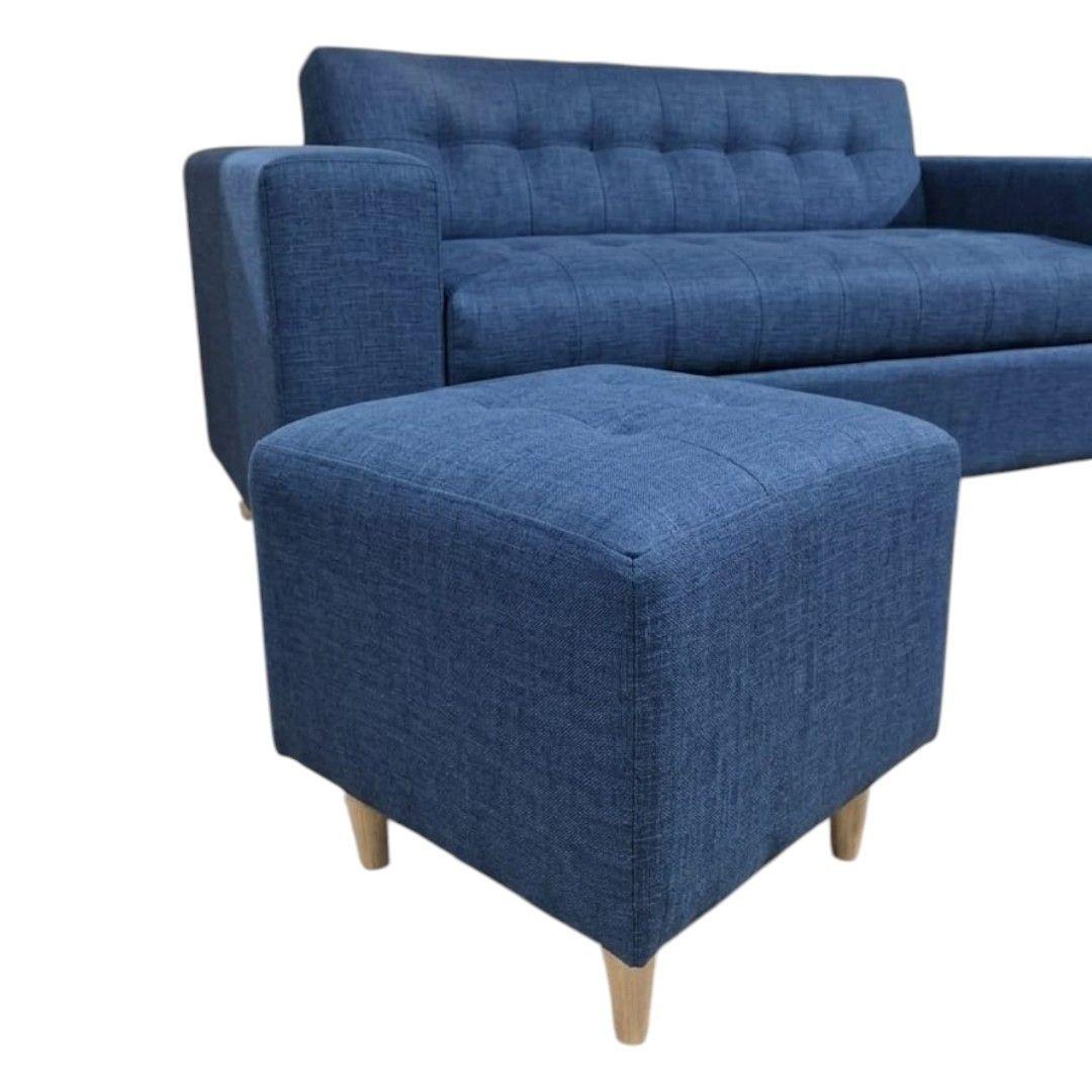 SOFA DOS CUERPOS MAS POUF EN LINO AZUL-3