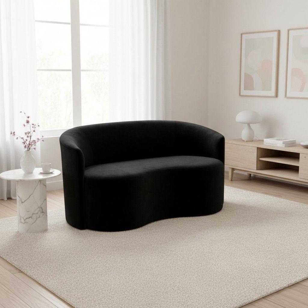 SOFA CURVO EN FELPA NEGRA-0