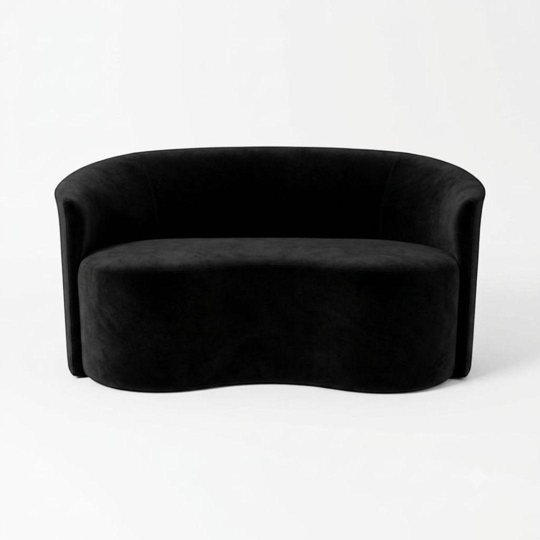 SOFA CURVO EN FELPA NEGRA-1