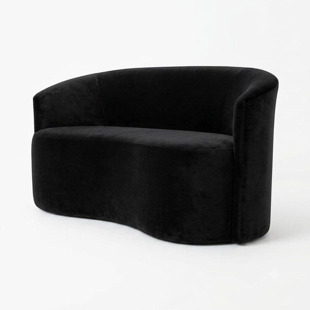 SOFA CURVO EN FELPA NEGRA-3